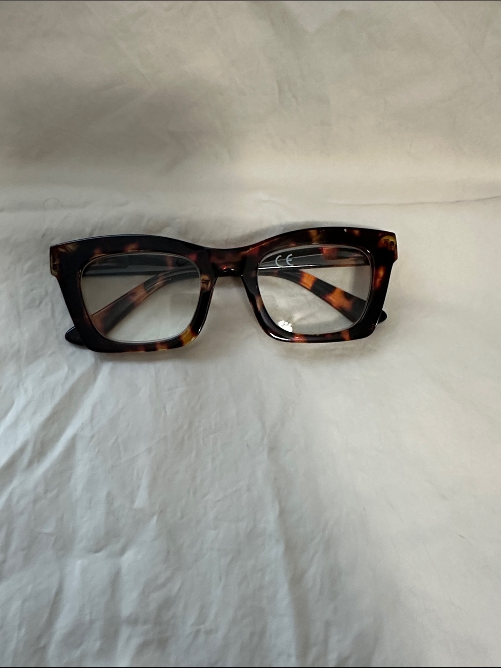 Ladies Tortoiseshell Square Frame Glasses - Brown +3.00 and bluelight blocker